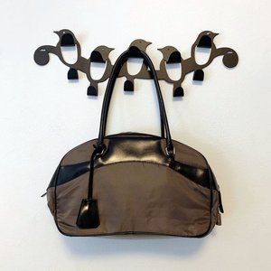 PRADA Leather-Trimmed Tessuto Bowling Bag